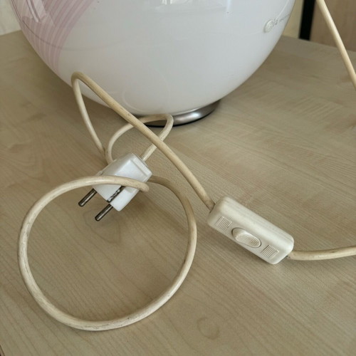 La Murrina table lamp white used with pink and gray vintage 80s details