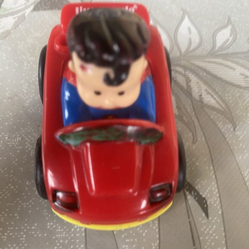 Fisher-Price Little People Wheelies Superman toy car used, red racing