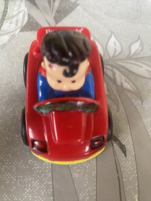 Fisher-Price Little People Wheelies Superman toy car used, red racing