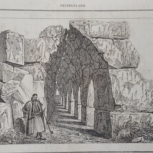 1832 Ancient Tiryntha Chalcography used 21x13cm