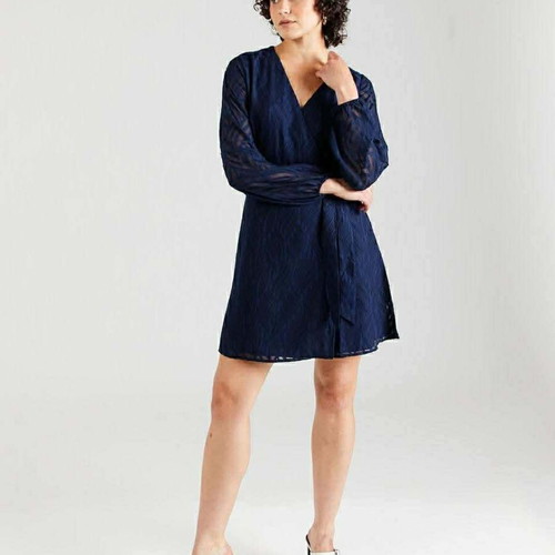 About You dress, dark blue, size M, wrap with belt