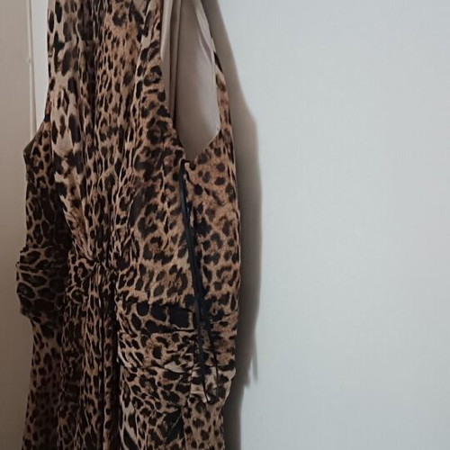 Wallis Midi Leopard Dress Sleeveless New with Waist Tie and Ruffles