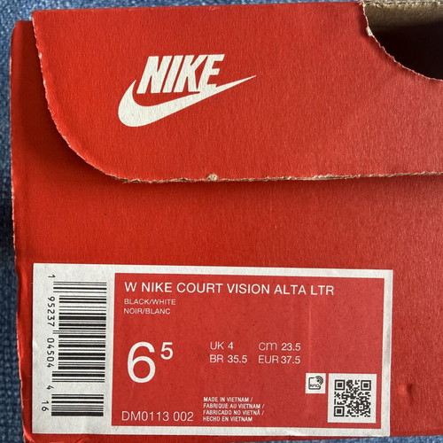 Nike Court Vision Alta women's sneakers, black, size 37.5