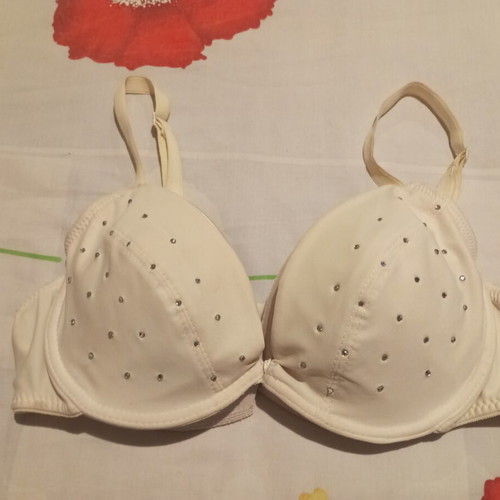 White bra with rhinestones, size 80B