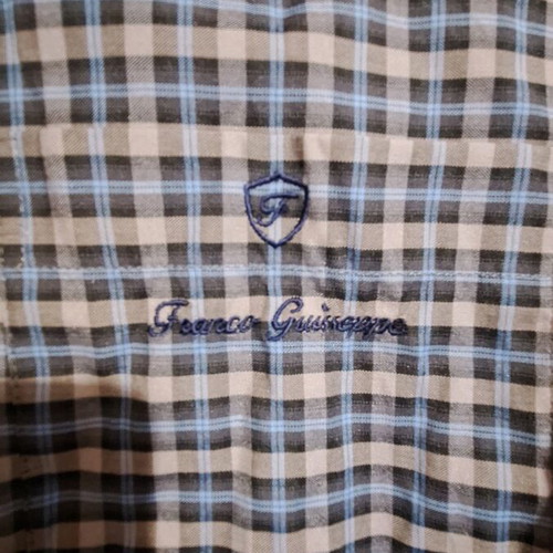 Franco Giuseppe checked shirt like new, size XXL, white and blue