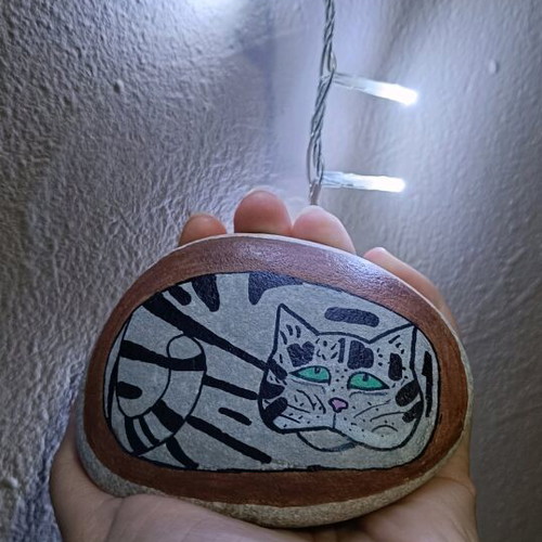 Painted stone new with acrylic colors