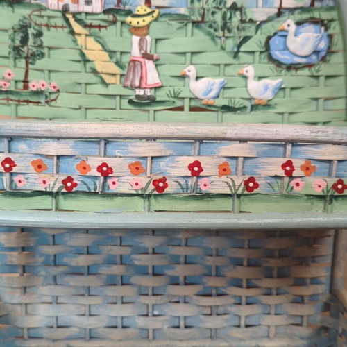 Vintage woven two-level shelf handmade like new