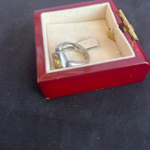 Silver 950 vintage ring with yellow stone used
