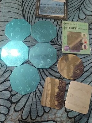 Metal Nail Art Plates set of 9 like new with water nail stickers gift