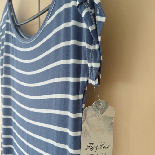 Fly & Love Maxi Striped Dress Denim Blue One Size New