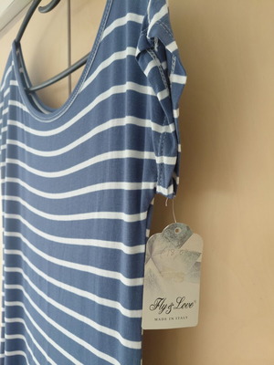 Fly & Love Maxi Striped Dress Denim Blue One Size New