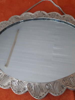 Silver hanging antique mirror used