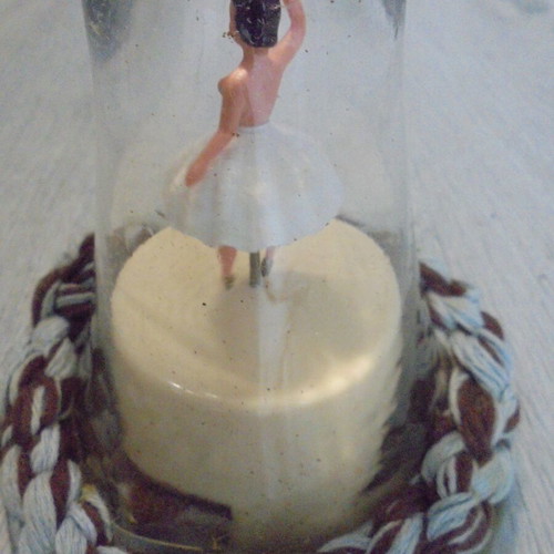 Vintage ballerina music box figure used with glass dome