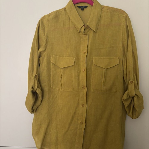 Linen shirt Massimo Dutti like new, mustard olive tone, size M