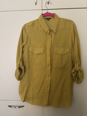 Linen shirt Massimo Dutti like new, mustard olive tone, size M
