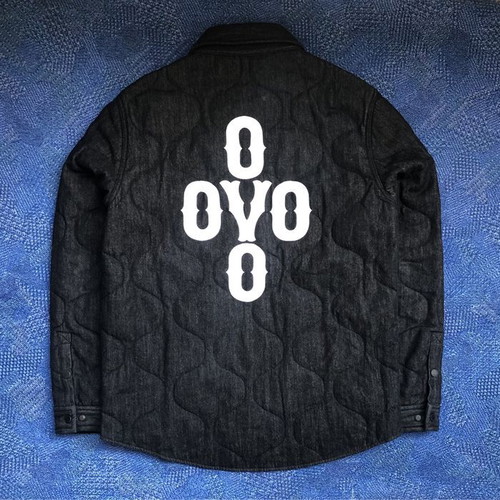 OVO Pom Pom Denim Quilted Overshirt like new, men's size M, blue