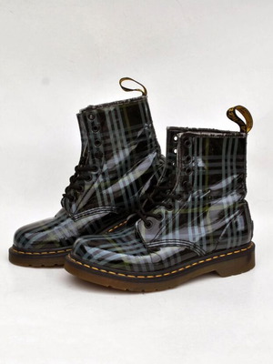 Dr. Martens тартан ботуши употребявани, сиви и черни, номер 39