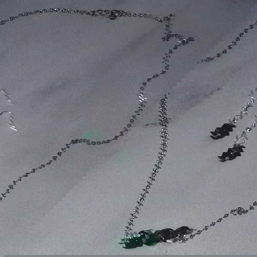 Χειροποίητο πράσινακι μαγικό σετ κολιέ και σκουλαρίκια κατόπιν παραγγελίας