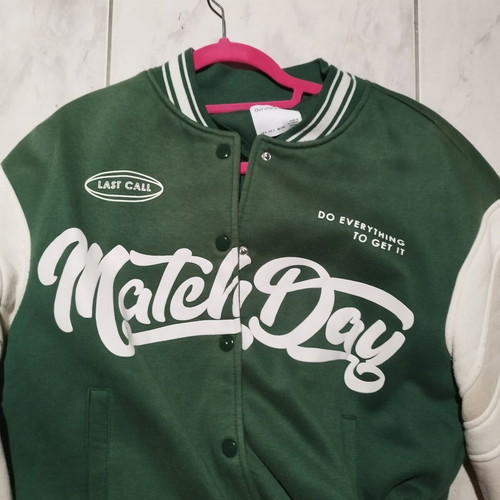 Bershka Varsity Jacket Size S green and beige like new