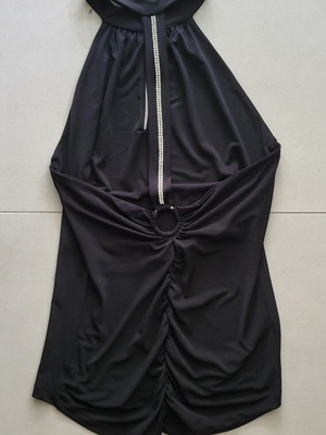 Backless vintage blouse with rhinestones like new, size S/M/L, black