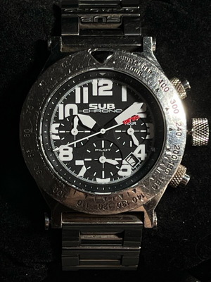 SUB Chrono Pilot watch used, quartz chronograph, large case