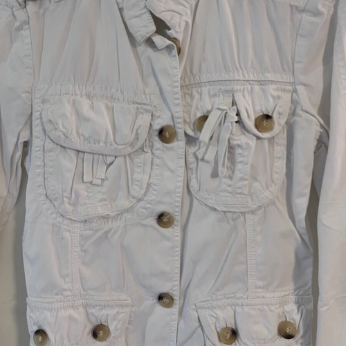 Cerruti 1881 jacket with lace details and large buttons, white, size S