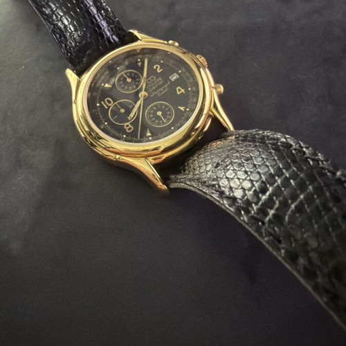 Claude Perrier Chronograph Gold Plated Watch vintage 1990, like new