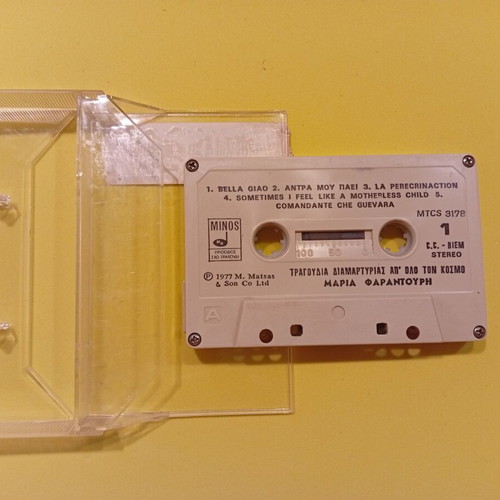 Maria Farantouri Protest Songs Cassette used, entechno genre