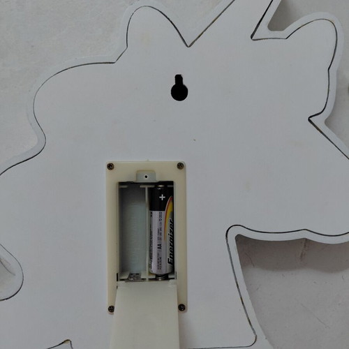 Unicorn decorative LED light used, wooden, battery socket broken