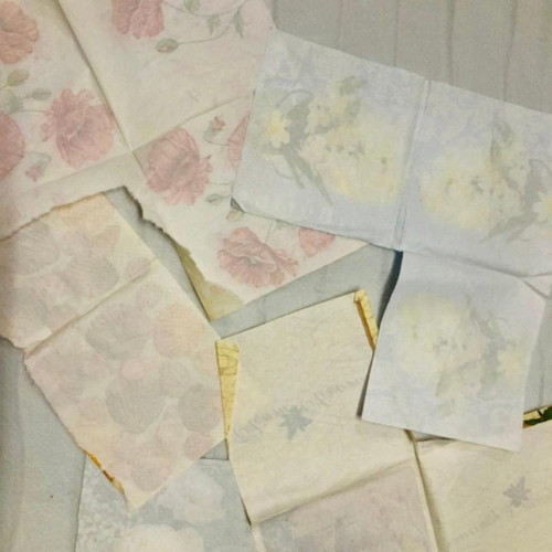 Decoupage napkins pack of 5 used with missing parts