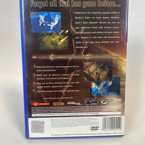 Baldur’s Gate Dark Alliance PlayStation 2 PS2 like new, complete, English