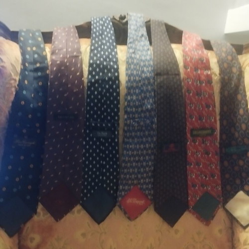 Silk ties set of 7 branded vintage Valentino, S•T•Dupont, made in Italy, used
