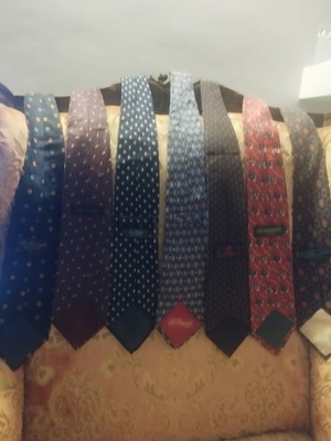 Silk ties set of 7 branded vintage Valentino, S•T•Dupont, made in Italy, used