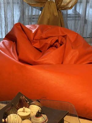 Orange bean bag pouf