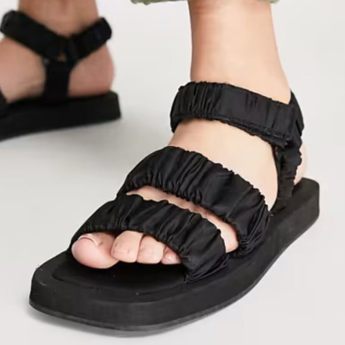 Top Shop sandals size 37 new, black, textile straps, flat sole