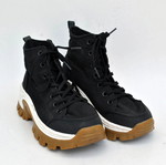 Skechers Vintage Black Canvas Chunky High Top Sneakers, size 37.5 Y2K