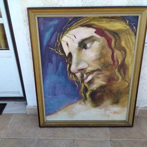 Sotiria Ralli oil painting used, Christ with crown of thorns
