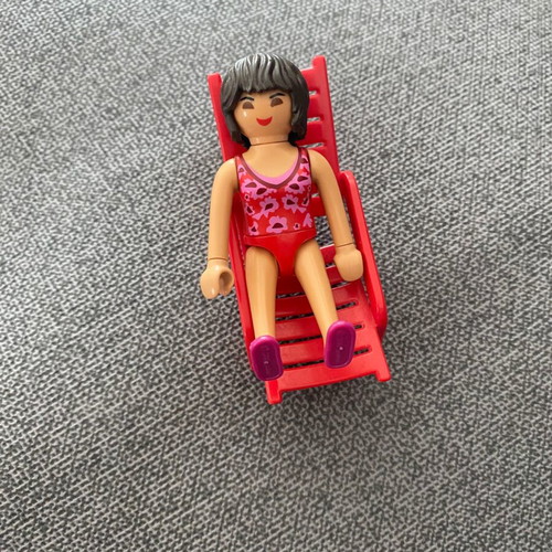 Playmobil woman sunbathing on deck chair like new