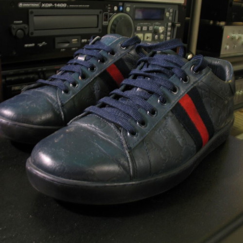 Gucci leather sneakers used, size 42.5, blue
