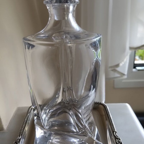 Bohemia Quadro whiskey set with decanter, glass and silver-plated tray