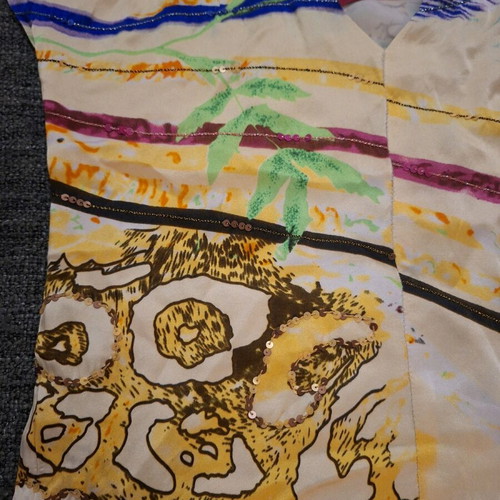 Silk blouse size S like new, colorful with bead decoration