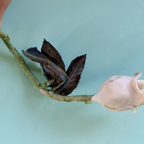 Artificial rose handmade decorative flower with dried leaves
