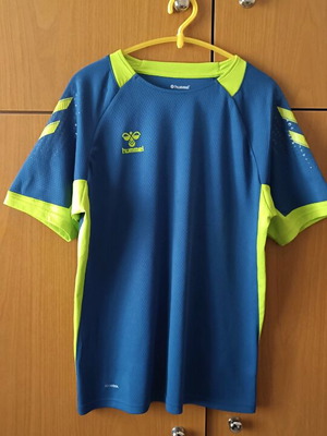 Ανδρικό αθλητικό t-shirt Hummel σαν καινούργιο, μπλε και κίτρινο, μέγεθος M