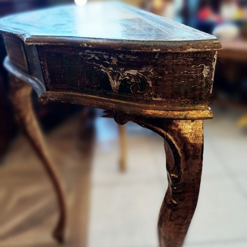 Vintage Italian Florentine console table with gold details