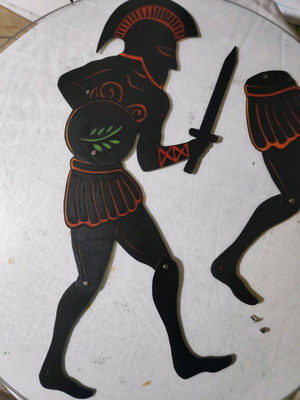 Kostis shadow theater figure new, ancient Greek warrior 55 cm