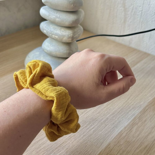 Handmade Mustard Yellow Scrunchie in Hydrophilic Fabric