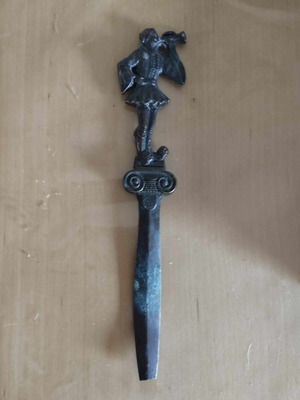 Copper paper cutter with tsolias figure used, broken tip