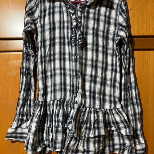 Energiers checked shirt with ruffles like new, size S/M