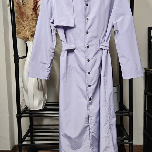 Arpyes lilac long trench coat, minimal design