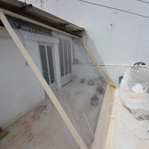 Nylon transparent awning like new, 2.5m height 3.3m length